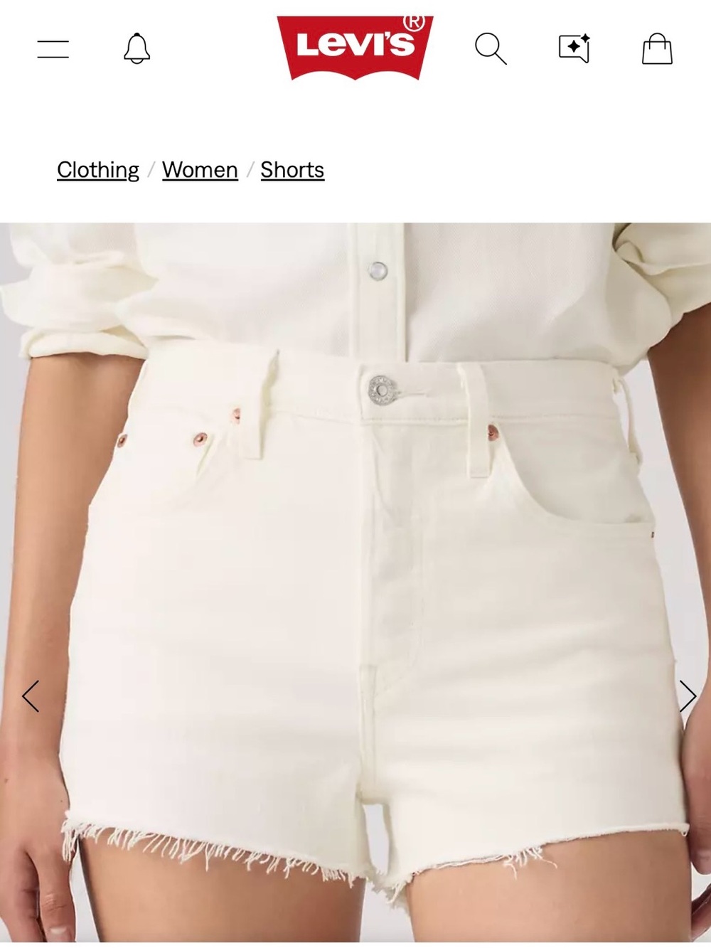 Levi's High-Rise Cream 501 Jean Shorts -32